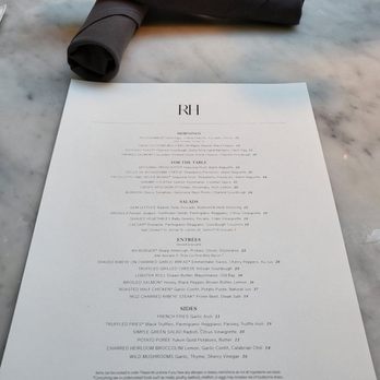 RH Toronto | The Gallery at Yorkdale - Menu for dinner. Brunch may be different? - Furniture Stores Near Me - Toronto, Ontario