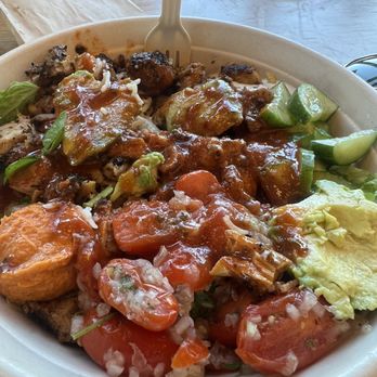 CAVA - Grilled chicken bowl with basmati rice and red pepper hummus - Mediterranean Near Me - San Diego, California CAVA - Grilled chicken bowl with basmati rice and red pepper hummus - Mediterranean Near Me - San Diego, California