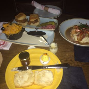 Yardbird - Clockwise: chicken & biscuits, shrimp &a grits, homemade buttermilk biscuit, Mac & Cheese . All good !! - Southern Near Me - Las Vegas, Nevada Yardbird - Clockwise: chicken & biscuits, shrimp &a grits, homemade buttermilk biscuit, Mac & Cheese . All good !! - Southern Near Me - Las Vegas, Nevada