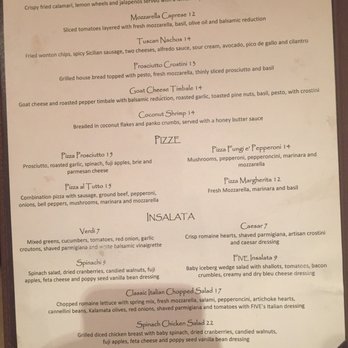 Five Restaurant - Menu - Italian Near Me - Fresno, California
