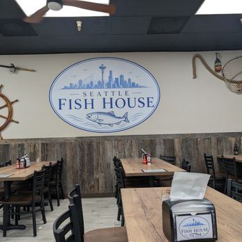 Seattle Fish House - Giant logo of the restaurant as well as other decor. Also the seating to be expected. - Fish & Chips Near Me - Mesa, Arizona Seattle Fish House - Giant logo of the restaurant as well as other decor. Also the seating to be expected. - Fish & Chips Near Me - Mesa, Arizona