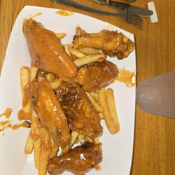 The Gamble Farm Restaurant - Wings and fries after I started eating!