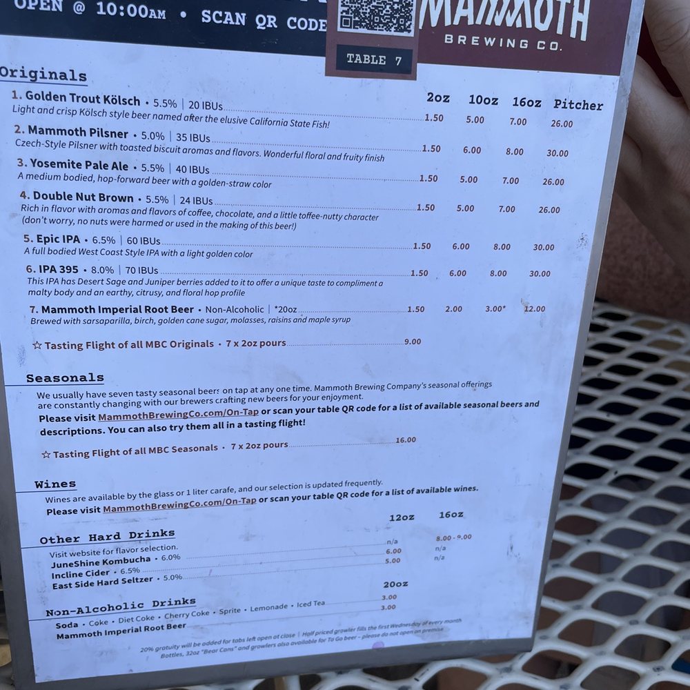 Mammoth Brewing - Menu - Breweries Near Me - Mammoth Lakes, California Mammoth Brewing - Menu - Breweries Near Me - Mammoth Lakes, California
