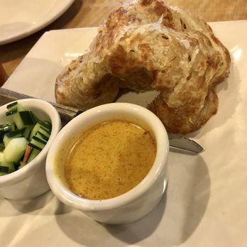 Red Chili - Roti Canai w/yellow curry and cucumber salad - Thai Near Me - Hayward, California