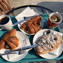 Daves' Bakery - Almond croissant, spinach/feta croissant and the salmon & cream cheese croissant