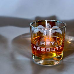 Hip Flask Plus - Hey Assbutt rocks glass