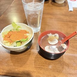 Clear Soup and House Salad with Ginger dressing Clear Soup and House Salad with Ginger dressing