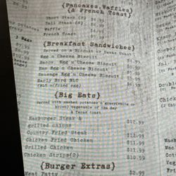 Longhorn Cafe - Menu