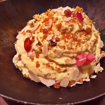 Indian Accent - Mukhan Malai, Saffron Milk, Rose Petal Jaggery Brittle, Almonds - Indian Near Me - New York, New York Indian Accent - Mukhan Malai, Saffron Milk, Rose Petal Jaggery Brittle, Almonds - Indian Near Me - New York, New York