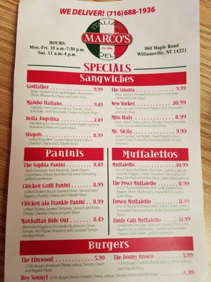 Menu photo 3 Marcos Italian Deli Buffalo, NY