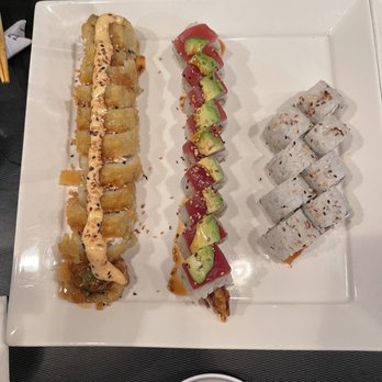 Tsunami Restaurant & Sushi Bar - Left to right - Vegas, Tsunami Roll, and Philly - Sushi Bars Near Me - Midvale, Utah
