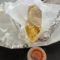 Breakfast taco with egg and cheese