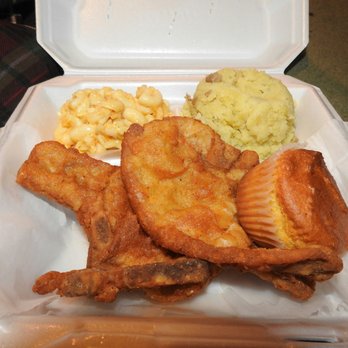 The Candied Yam - Fried Pork Chop, Mashed Potatoes, Mac N Cheese, and a Cornbread Muffin. - Southern Near Me - Grand Rapids, Michigan