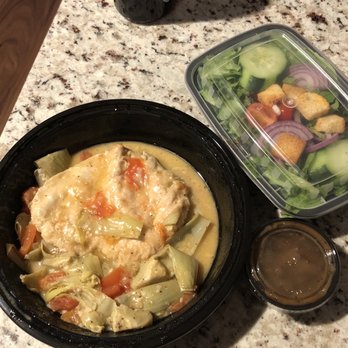 Atlantic Grille - Chicken artichoke dish and salad - Breakfast & Brunch Near Me - Middletown, Rhode Island