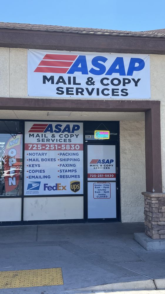 ASAP MAIL & COPY SERVICES Updated June 2024 1943 N Nellis Blvd, Las
