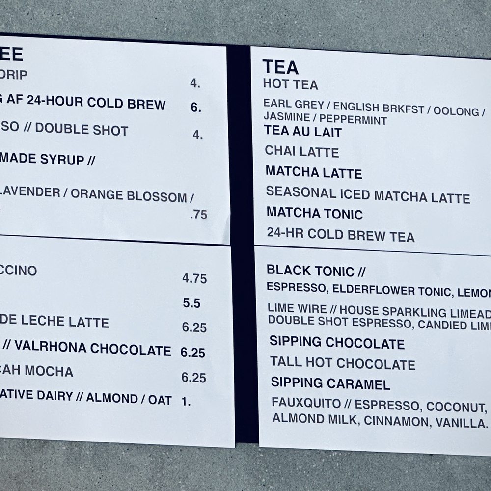Craftsman and Wolves - Drink menu sign - June 2025 - Patisserie/Cake Shop Near Me - Mountain View, California Craftsman and Wolves - Drink menu sign - June 2025 - Patisserie/Cake Shop Near Me - Mountain View, California