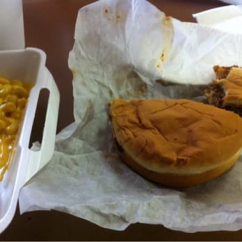 Lockhart Chisholm Trail BBQ - Chopped beef sandwich dressed (onion, mayo, and pickles) - Barbeque Near Me - Lockhart, Texas