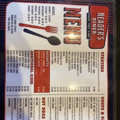 Menu photo 2 Neaders Diner  Marietta, OH