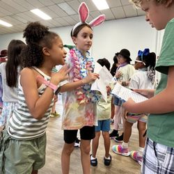 Stageworthy Drama - Campers participating in a super-silly murder mystery!