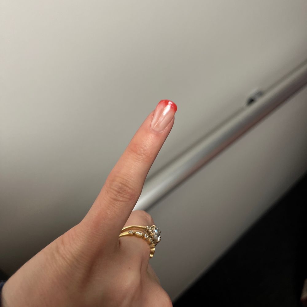 Canterbury Nails - Left pinky finger has a huge bubble on the side - Nail Salons Near Me - Birmingham, Alabama