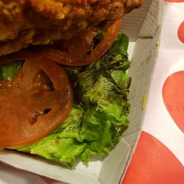 ows a chicken sandwich with lettuce and tomatoes ows a chicken sandwich with lettuce and tomatoes