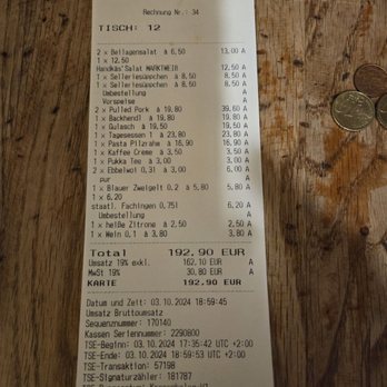 Marktweib - Bill for 6 - German Near Me - Oberursel, HE