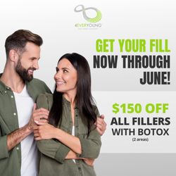 4Ever Young Anti  Aging Solutions - Botox and Fillers can improve:
Frown Lines
Horizontal line
Increase fullness of lips, cheeks, and chin
Crows feet