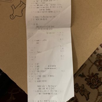 McDonald's - They refused to give receipt until I had to fight with them. Look at the receipt they gave, poorly printed with no survey code - Fast Food Near Me - Encino, California McDonald's - They refused to give receipt until I had to fight with them. Look at the receipt they gave, poorly printed with no survey code - Fast Food Near Me - Encino, California