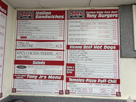 Menu photo 2 Tony's Italian Beef Chicago, IL Menu photo 2 Tony's Italian Beef Chicago, IL