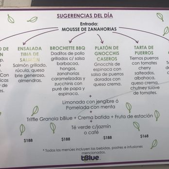 Bblue - Daily menu as of November 2016 - Breakfast & Brunch Near Me - Buenos Aires, C