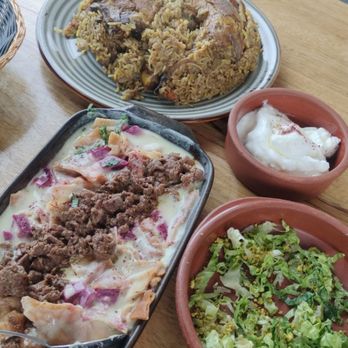 Lebnani House - Chicken maqlouba, beetroot and beef fatteh - Lebanese Near Me - Milwaukee, Wisconsin