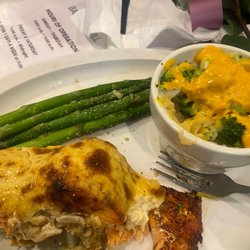 City Line Bar & Grill - Salmon imperial, loaded mash potatoes and asparagus