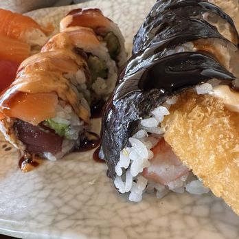 Rainbow Sushi - Salmon&Tuna Nigiri, Mountain Roll (tuna,avocado, topped w. salmon & spicymayo, RockNRoll - Sushi Bars Near Me - Jacksonville, Florida