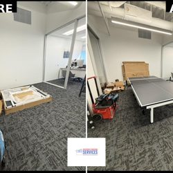 MasterCraft Handyman Services - Professional assembly of a JOOLA ping pong table for an office recreation area.