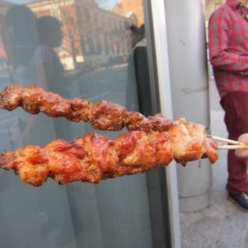 Mongolian BBQ Cart - Lamb (top) and chicken (bottom) skewers - Food Stands Near Me - Flushing, New York