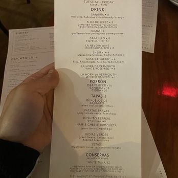 Oloroso - Happy hour menu as of 12/12/24 - Spanish Near Me - Philadelphia, Pennsylvania