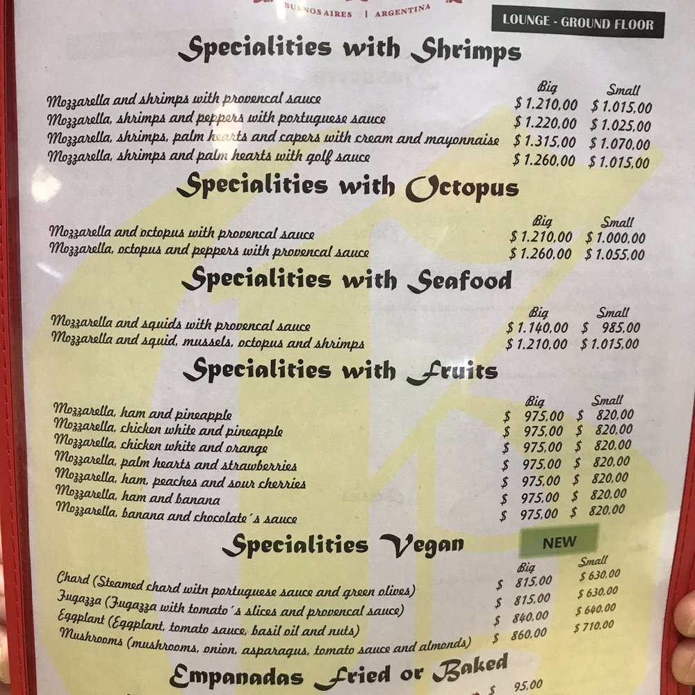 Güerrín - Menu - February 2020 - Pizza Near Me - Buenos Aires, C Güerrín - Menu - February 2020 - Pizza Near Me - Buenos Aires, C