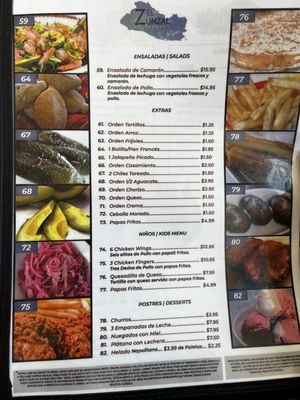 Menu photo 4 Pupusería El Zunzal Las Vegas, NV