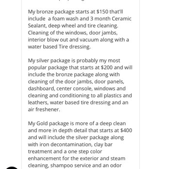 Mr.Lai’s Mobile detailing - Quote for silver package mentions cleaning of door jambs and windows in addition to Bronze package, which already includes those. - Car Wash Near Me Mr.Lai’s Mobile detailing - Quote for silver package mentions cleaning of door jambs and windows in addition to Bronze package, which already includes those. - Car Wash Near Me