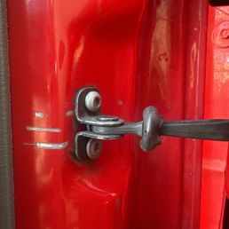 Auto body, door, hinge, boot assembly, strip screw