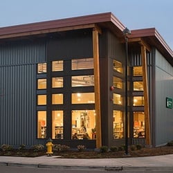 Greenbridge Library - Exterior of library at sunset