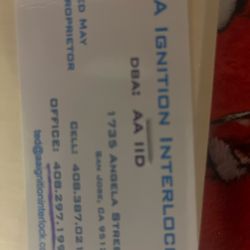 AA Ignition Interlock - Cell phone Office phone