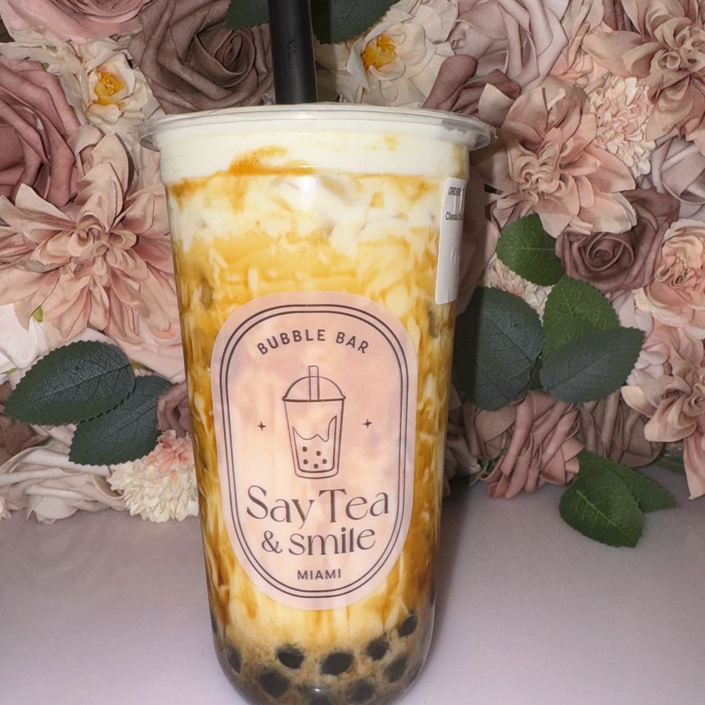 Say Tea & Smile - Classic black sugar boba tea - Bubble Tea Near Me - Pinecrest, Florida