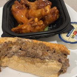 Cheese 3 Large 10" Subs 6PC WING COMBO* Hot honey wings and cheesesteak.