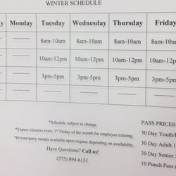 Truth Or Consequences Pool - Winter schedule 1:2019