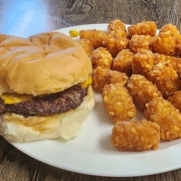 Burger and tots