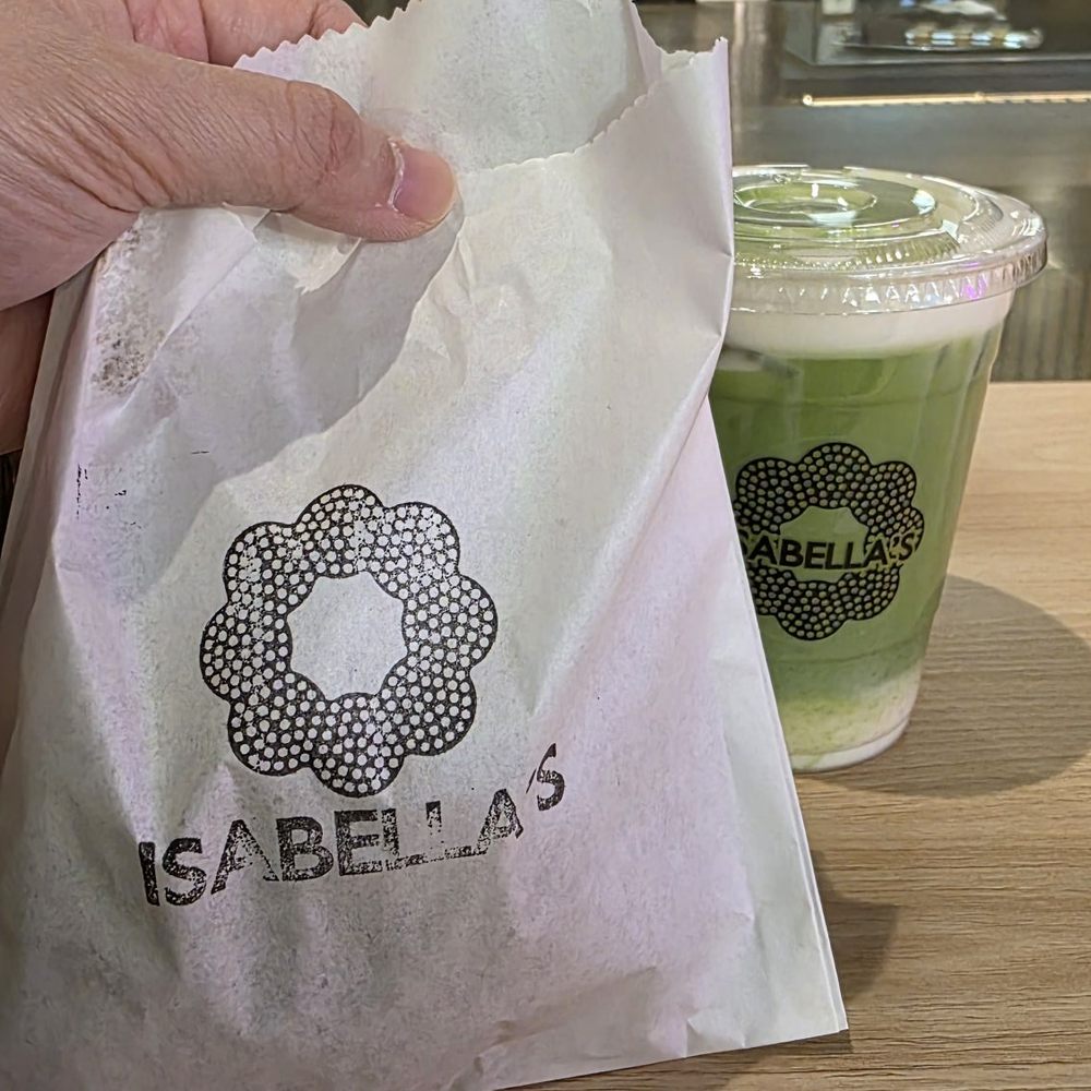 Isabella's - My purchase of bun + matcha latte - Donuts Near Me - Toronto, Ontario Isabella's - My purchase of bun + matcha latte - Donuts Near Me - Toronto, Ontario