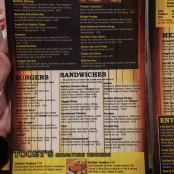 Tooeys - a menu for a fast food restaurant - New American Near Me - Lawrenceville, Georgia