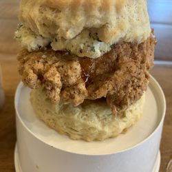 Squawking Goat Chicken & Biscuit w/Peppered Jelly as featured on the food network