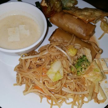 Sukho Thai - Pad thai, spring rolls, curry, potato triangle, brocolo thing - Thai Near Me - Bellevue, Washington Sukho Thai - Pad thai, spring rolls, curry, potato triangle, brocolo thing - Thai Near Me - Bellevue, Washington